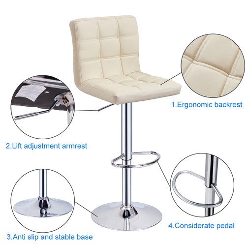 Faux Leather Barstool Chrome Base Stool Counter Height Stool Breakfast Bar Chair - Picture 24 of 172