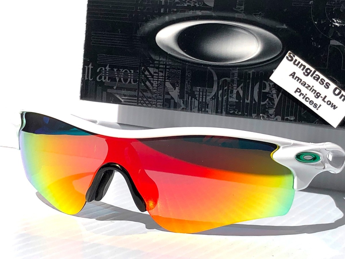 NEW Oakley RADARLOCK Shiny White POLARIZED Galaxy Ruby Lens