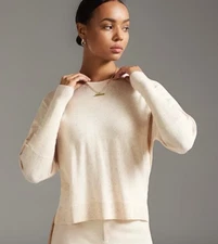 TED BAKER Sweater Womens Size 2 Pink/Taupe Krystna Hi-Lo Texture Balloon Sleeve