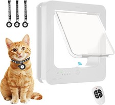 Smart Cat Door for Interior  Exterior, Cat Pet Door with 3 Collar Sensor Keys 