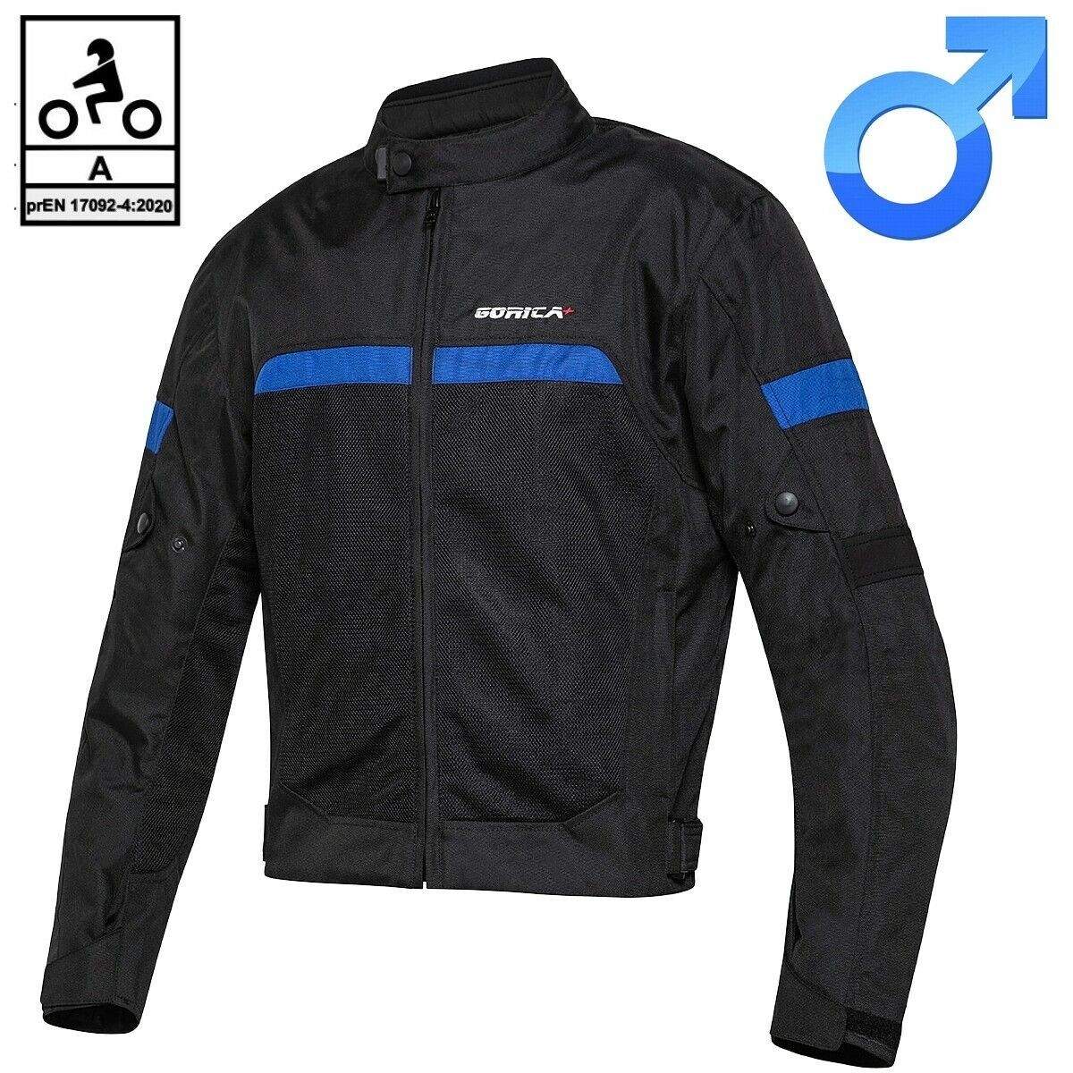 GORICA GIUBBOTTO MOTO UOMO CERTIFICATO PROTEZIONI OMOLOGATE GIACCA SCOOTER NERO foto 2