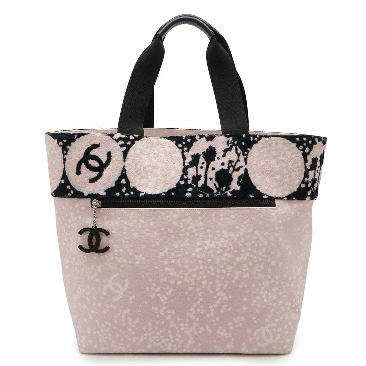 CHANEL High Summer Coco Mark Large Canvas Tote Shoulder Bag in Pink