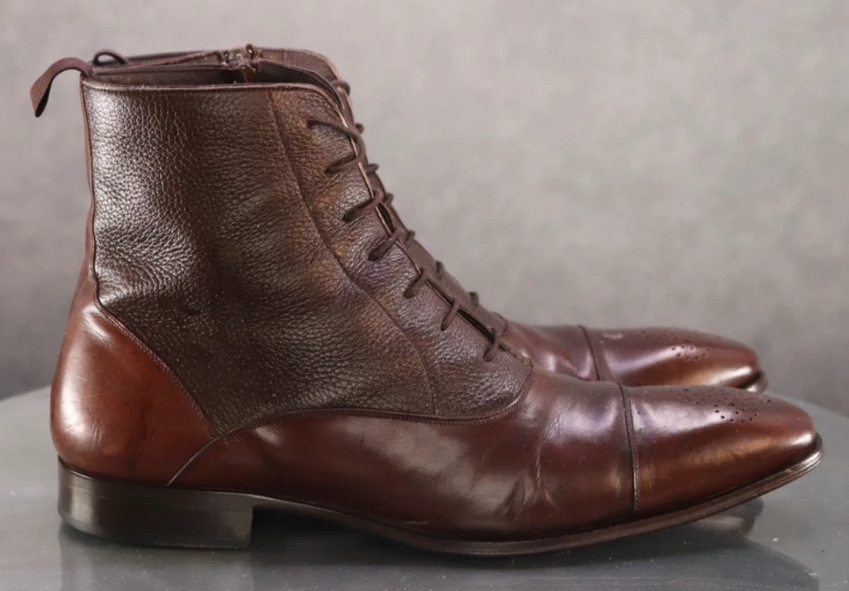 Botines Mezlan Para Hombre Brogue Puntera Talla 12 M Cuero Marrón Foto 4 de 4