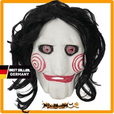 Halloween Saw Latex Maske mit Perücke Saw Jigsaw Maske Vollkopfmaske Billy Maske