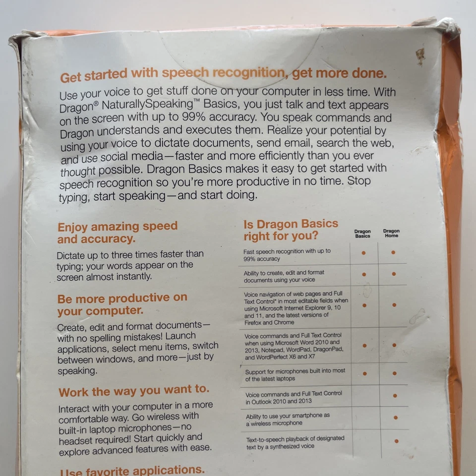 Nuance Dragon NaturallySpeaking 13 Basics Software New - Image 4 of 4