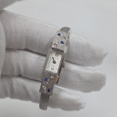 Vintage Bucherer Ladies Fancy Dress Watch Silver Tone W Gems Swiss RARE W Box 