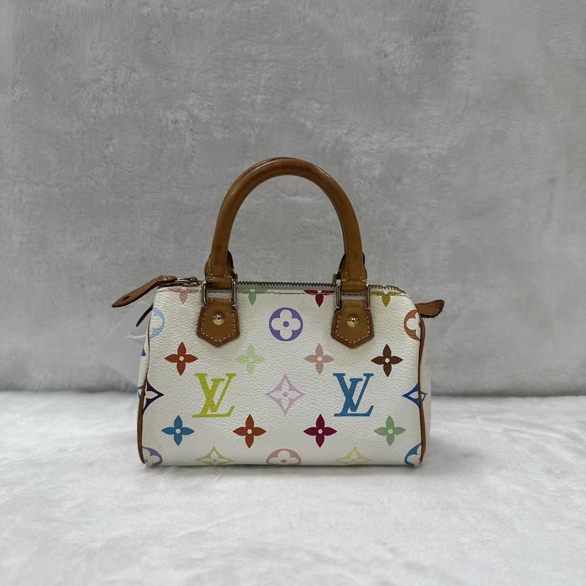 【極美品】Louis Wuitton ドット柄ハンドバッグ Louis Vuitton Speedy HL Mini Boston Bag White Multicolor Monogram