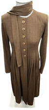 Vintage Brown Oscar de la Renta 2 pc Maxi Dress & Pants w/ Scarf - Size 8