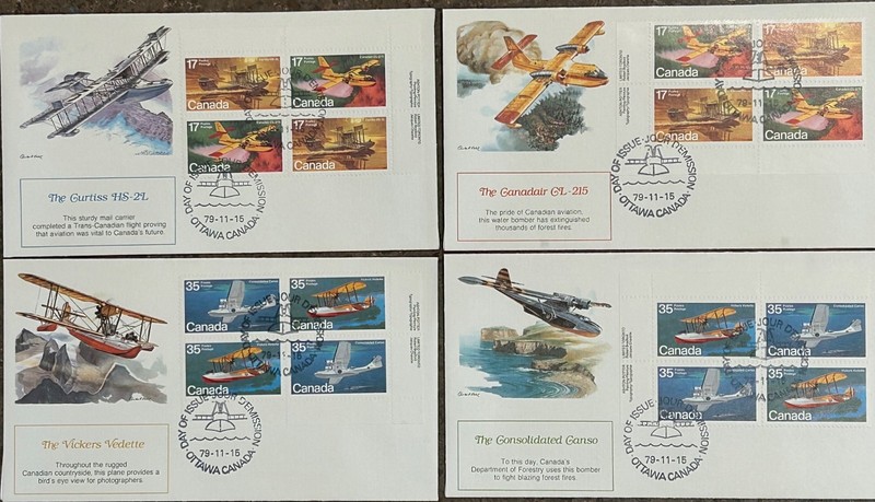 Canada 1979 FDC SC #843-846 Aircraft Flying Boats Fleetwood Cachets Unaddressed