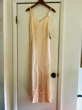 1930s Silk Bias Cut Pale Pink Wounded Bird Maxi Fairygoth Slip Dress Nightgown S