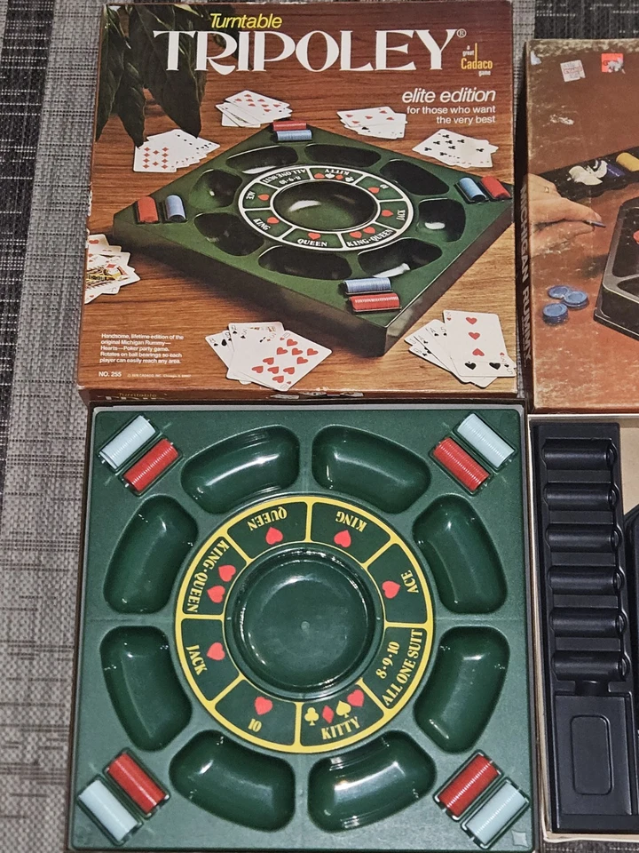 VINTAGE 1976 Turntable Tripoley Elite Edition By Cadaco & 1974 Michigan Rummy - Image 2 of 4