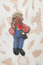 STEIFF VINTAGE PETER MECKI 3" HEDGEHOG DOLL BELL WALKING STICK