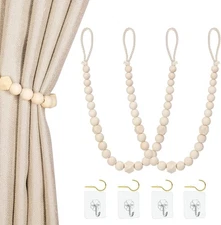 Multi-Functional Wooden Bead Curtain Holdbacks - Perfect for Home Office Decor