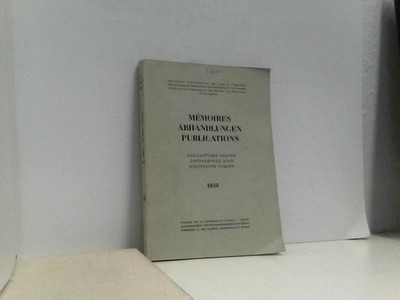 Memoires Abhandlungen Publications. Neunzehnter Band 1959 International Associat