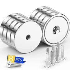 8Pack Neodymium round Base Cup Magnet 100LBS Strong Rare Earth Magnet Heavy Duty