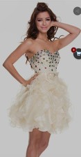 Nox Anabel Strapless, Mini,Sweetheart Neckline Champagne Party Dress, Small, New