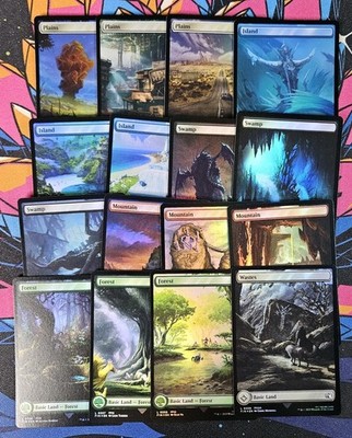 Final Fantasy Basic Land Complete Set of 16 NM Foil MTG Unplayed Magic Gathering