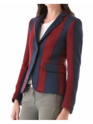 Rag & Bone Bailey Red & Blue Stripe Wool Blazer Sz 8