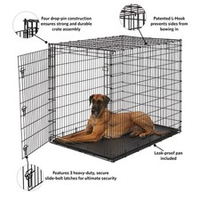 54 Inch Dog Crate for XXL Pet Double Door Heavy Duty Metal Slide Bolt Latches