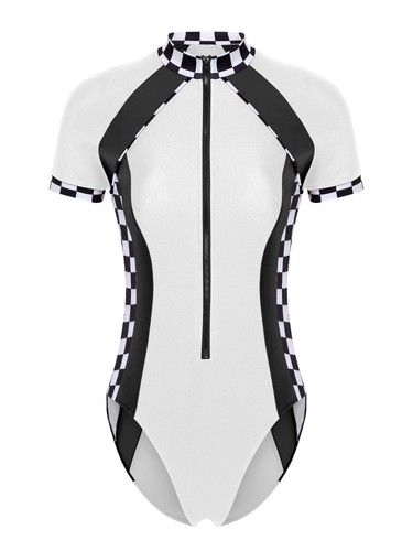 Womens One Piece Bodycon Jumpsuit Racing Suit Leotard Pool Party Bodysuit Bar - Picture 68 of 84