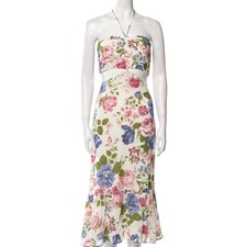 Reformation Riya Floral Midi Dress Size 6 Pink Blue White NEW