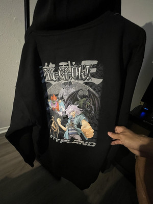 Hypland Men s Black Graphic Print Hooded Hoodie Yu-Gi-Oh! XL Official Collab