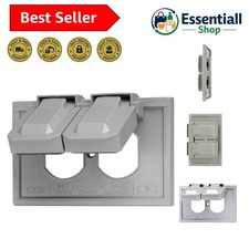 Durable Outdoor Outlet Cover with Self-Closing Lid - Gray, Plastic Enclosure
