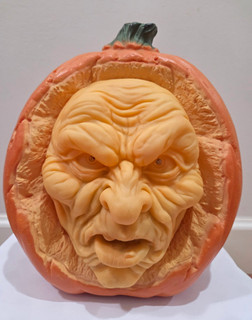 Halloween Jack O Lantern Witch Face Figurine Freestanding Orange Plastic