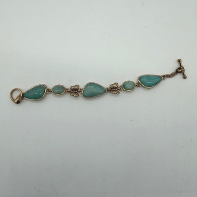 Barse Bronze Butterfly Teal Stone Toggle Bracelet Southwestern Boho Jewelry