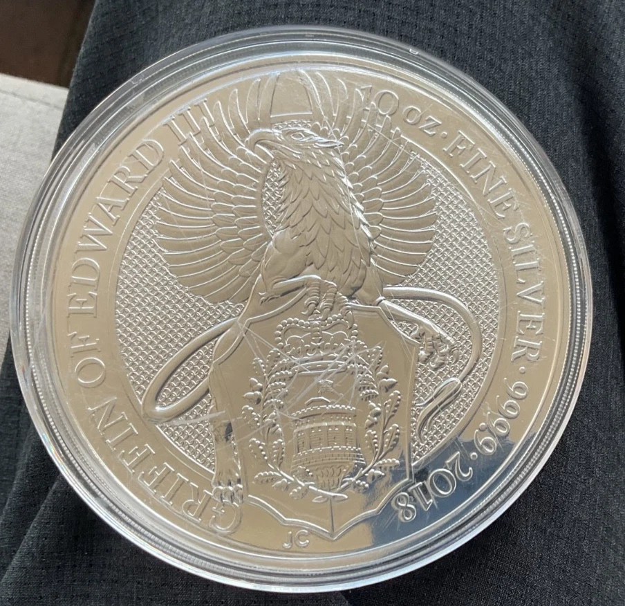 UK Queen's Beast Silver Bullion Coins 10 oz Precious Metal Content