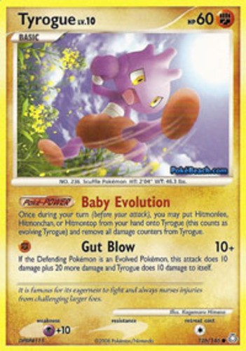 Lightly Played, English Pokemon Regular Tyrogue - 126/146 - Common DP - Legends 