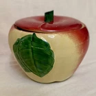 Vintage Hull Pottery Blushing Apple Canister Grease Jar Keeper with Lid, 5 1/2"
