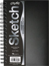Poly Cover Sketch Book, Heavyweight, 6" X 9", Black, 75 Sheets