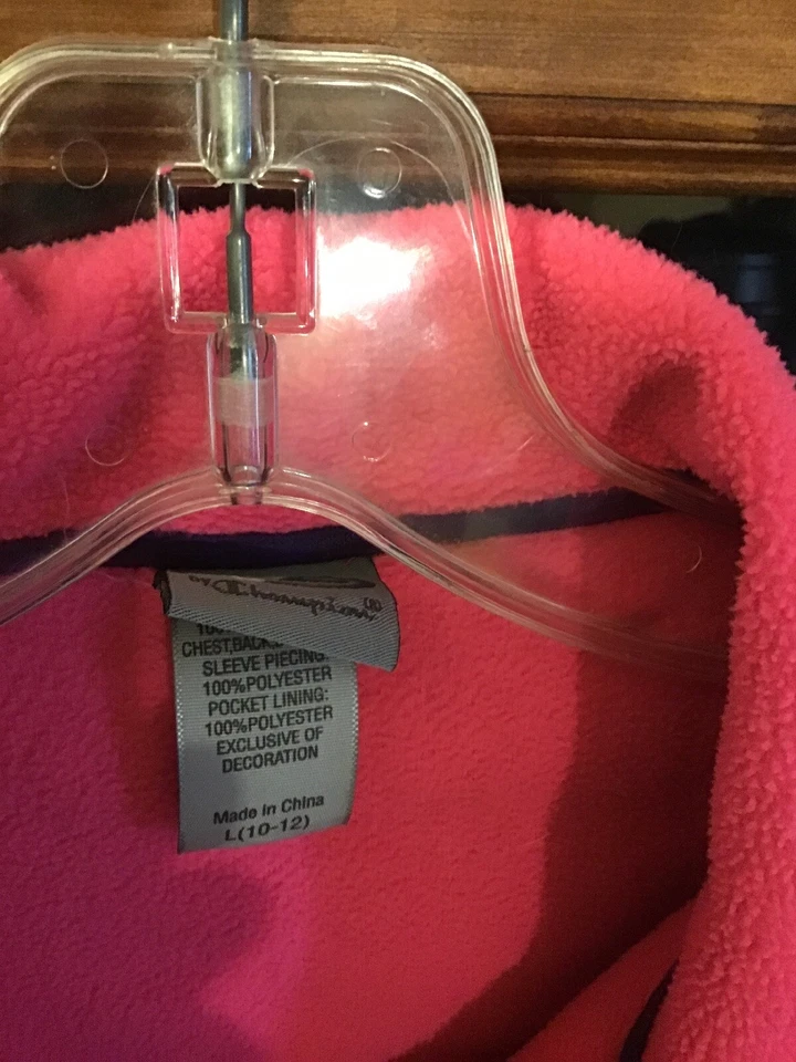 Champion Girls Fleece Jacket Youth Size Lg. 10-12 - Pink Zip-Up - Image 4 of 4