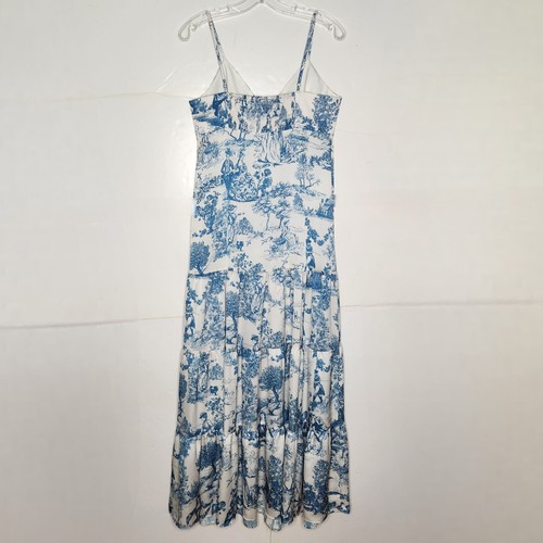 Gianni Bini Maxi Abito Donna 6 Toilette Francese Blu Cottagecore Spalline Scollo a V a Livelli - Foto 6 di 11