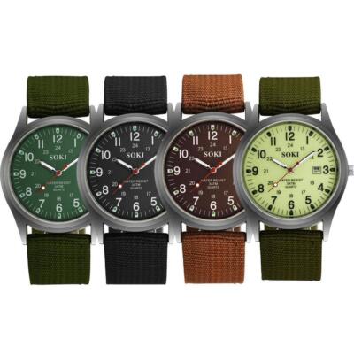 Militär Armee Herren Datum Leinwand Armband Analog Gesche Armbanduhr Sport-NEU 