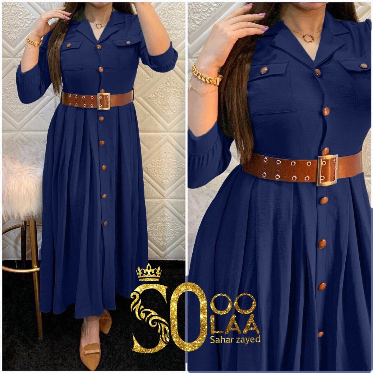 blue dress for baby girl Blouse dress in a casual look in navy main image 1
