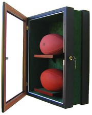 2 FOOTBALL DISPLAY CASE - SPORTS DISPLAY CASE