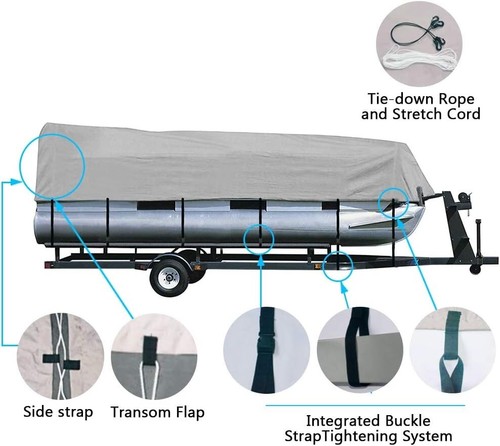Icover Trailerable Pontoon Boat Cover, Fits 17 to 20Ft Long & Beam Width up to 1 - Picture 3 of 7