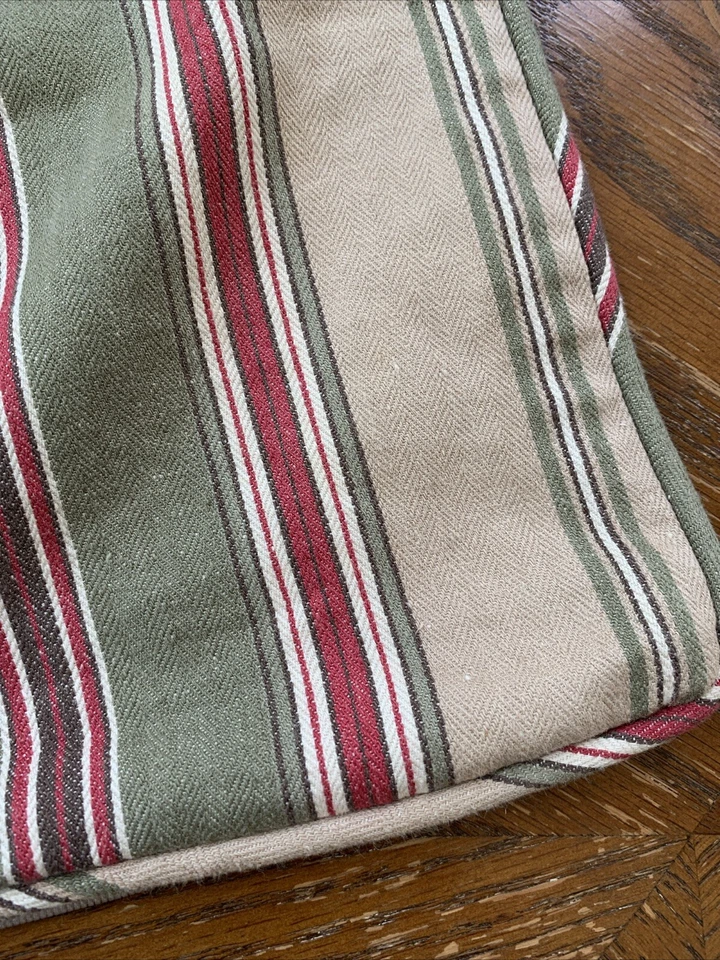 POTTERY BARN Cotton/Linen Blend Striped Throw Pillow Cover 18x18” Beige Green - Image 2 of 4