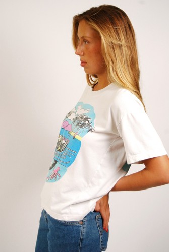 80s Cat T-shirt (L) vintage white crazy fiji large men women hawaii b kliban - Picture 5 of 8