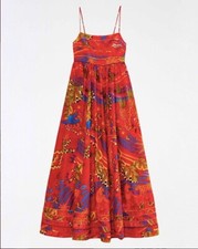 NWT FARM RIO Magic Forest Maxi Dress Sz XL 14/16 Red Animal Print Smock Back