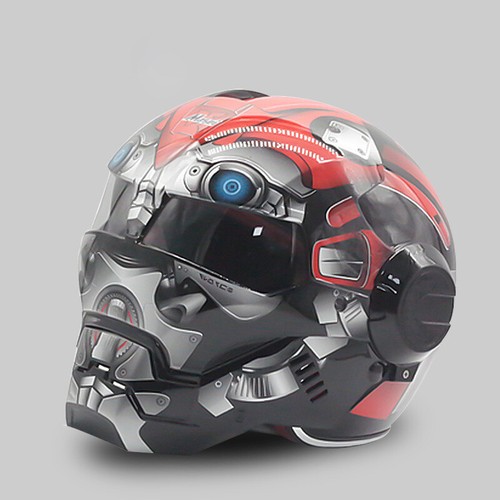 Iron Man Helmet Full Cover Safety Revealable Motorcycle Retro Style Helmet - Foto 32 di 36