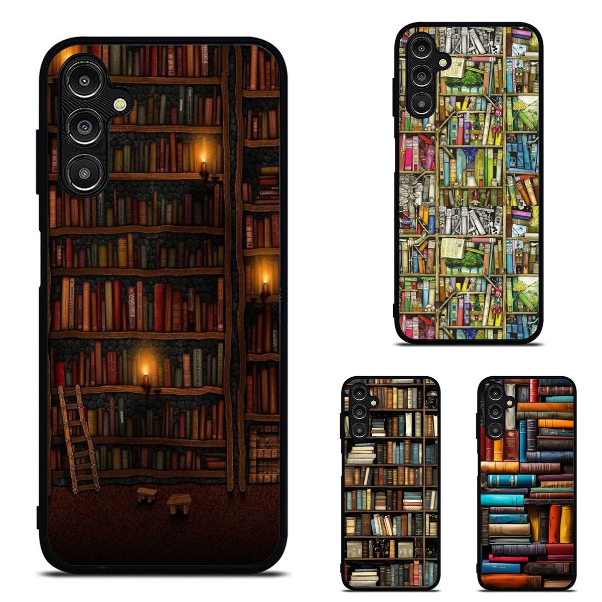 Protective Case Retro Book Library bookshelf For Samsung S21 S22