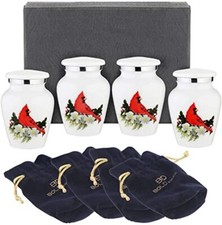 KEEPSAKE URNS Small Cardinal Bird Mini Urn for Human Ashes 4 Pcs BOLD  DIVINE