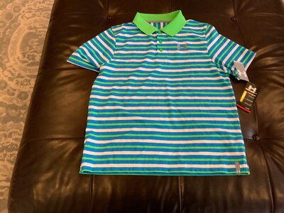 Under Armour Golf boys loose fit striped polo shirt,size YXL, NWT, 