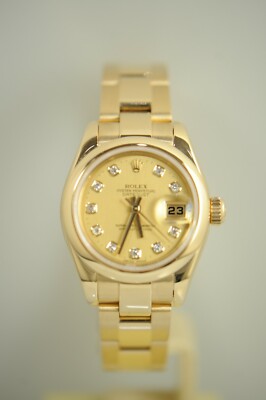 ROLEX 179168 DATEJUST FULL 18K 26MM DIAMOND DIAL LADIES AUTOMATIC