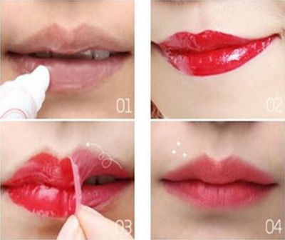Magic Lippentinte Lipgloss Tattoo Folie zum Entfernen Peel Off 6 Farben