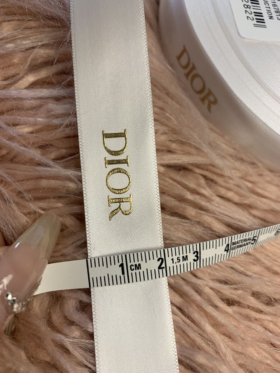10 Yards of DIOR Holiday Ribbon White Satin w/Gold Lettering 10 Yards of DIOR Holiday Ribbon White Satin w/Gold Lettering