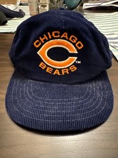 Vintage 1980s Chicago Bears Corduroy Blue Hat Shell Tag Snap Back Cap